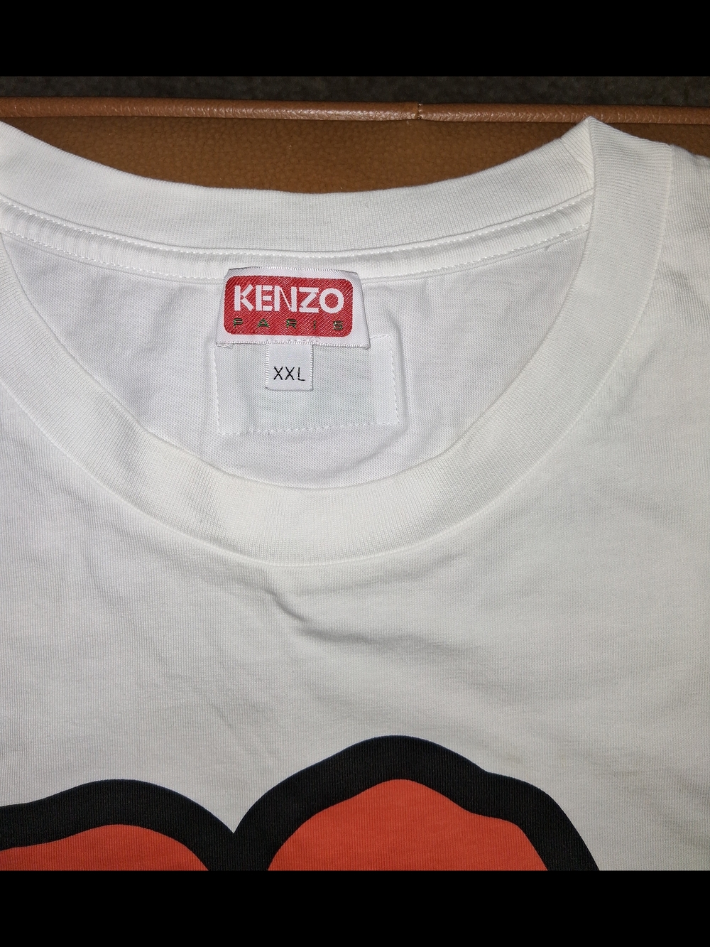 Kenzo Kids White Tee with Coral and Black Graphic